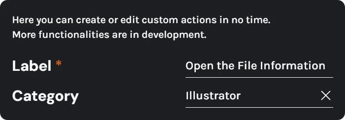 Master configurator custom actions create category