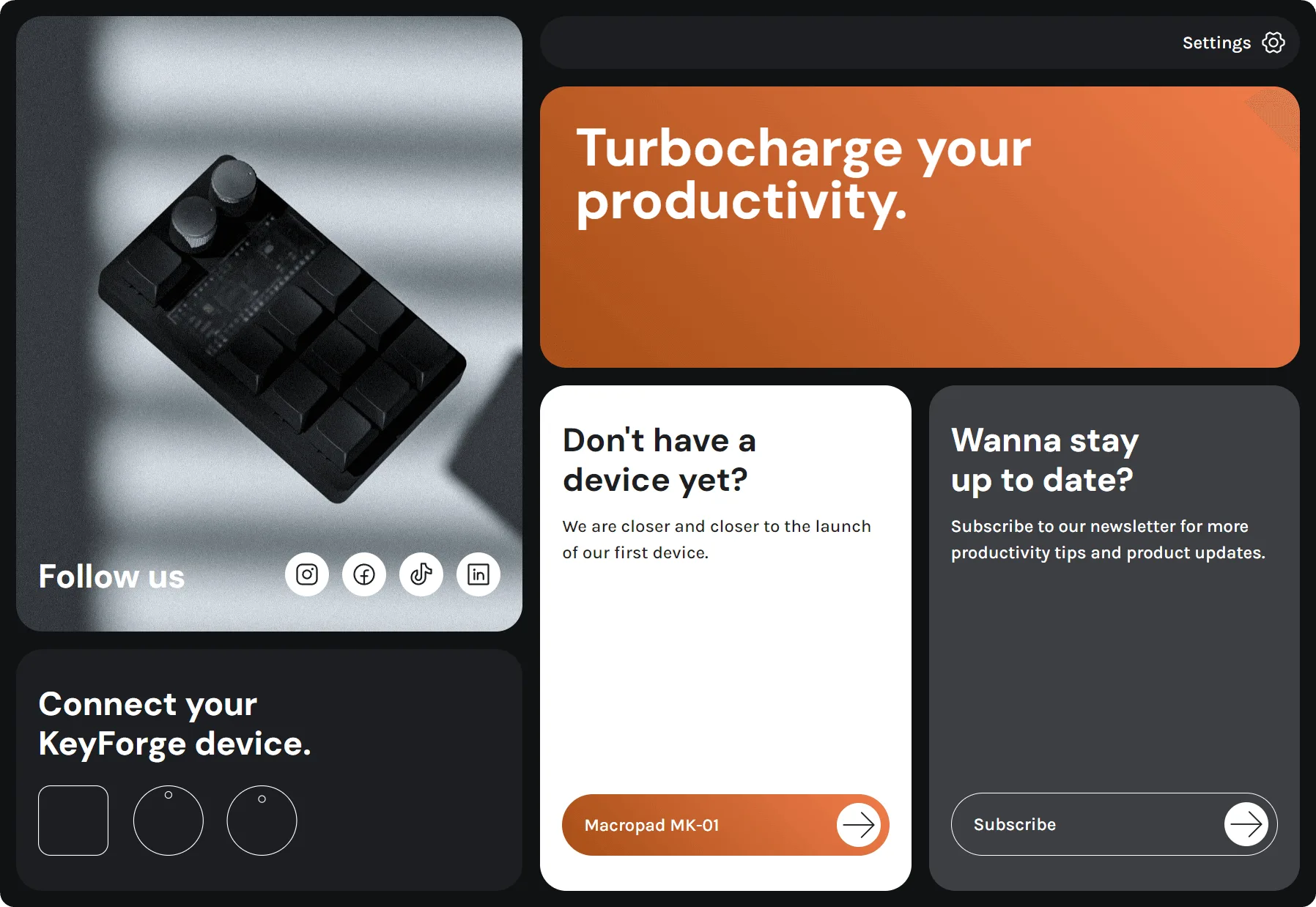 Master Configurator dashboard